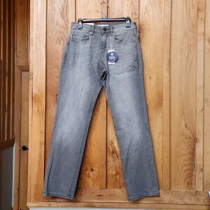 NEW Warp + Weft Chicago Straight Leg Mid Rise Jeans, 29 X 34, Smoke Grey Denim